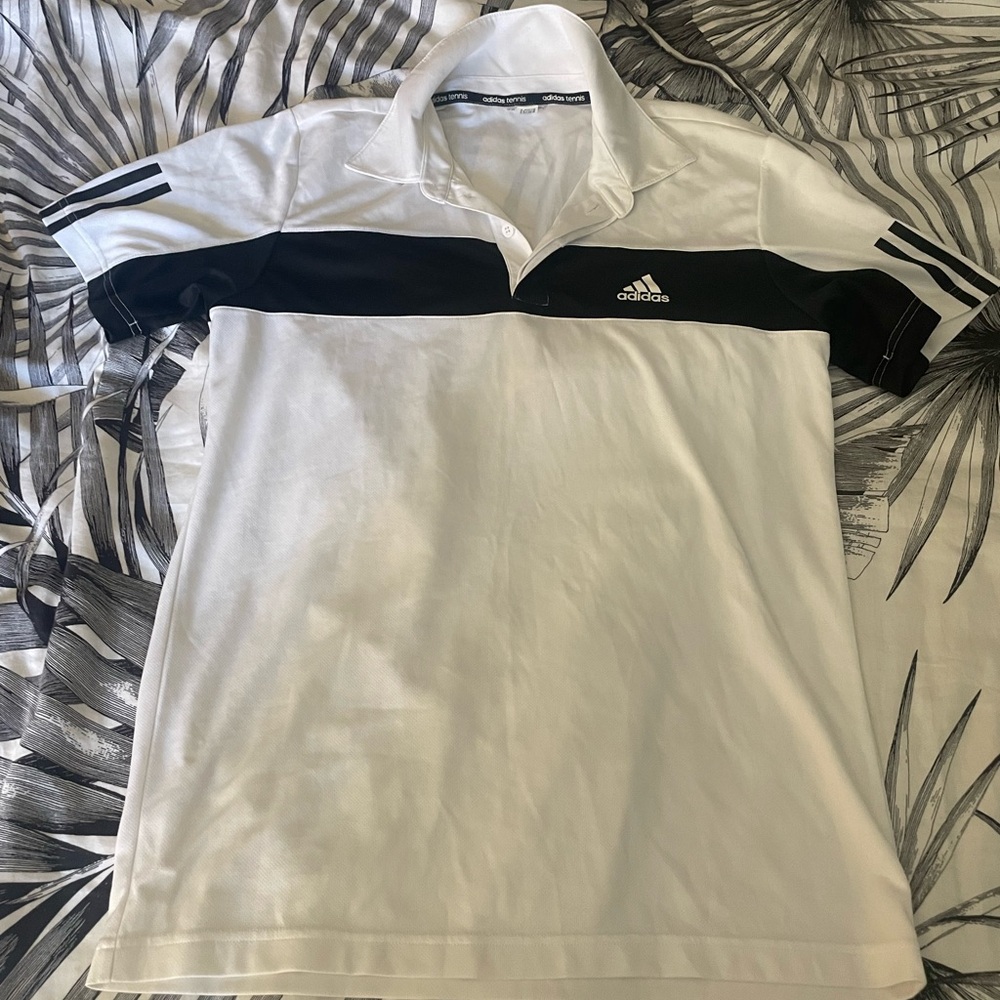 Adidas White Tennis Polo with Black Accents